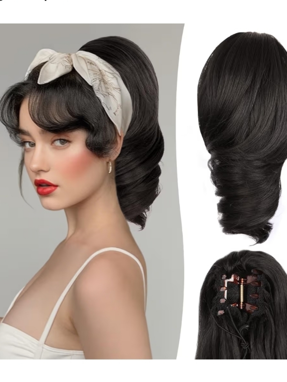 Short Curly Clip-In Ponytail Extension - Black Brown